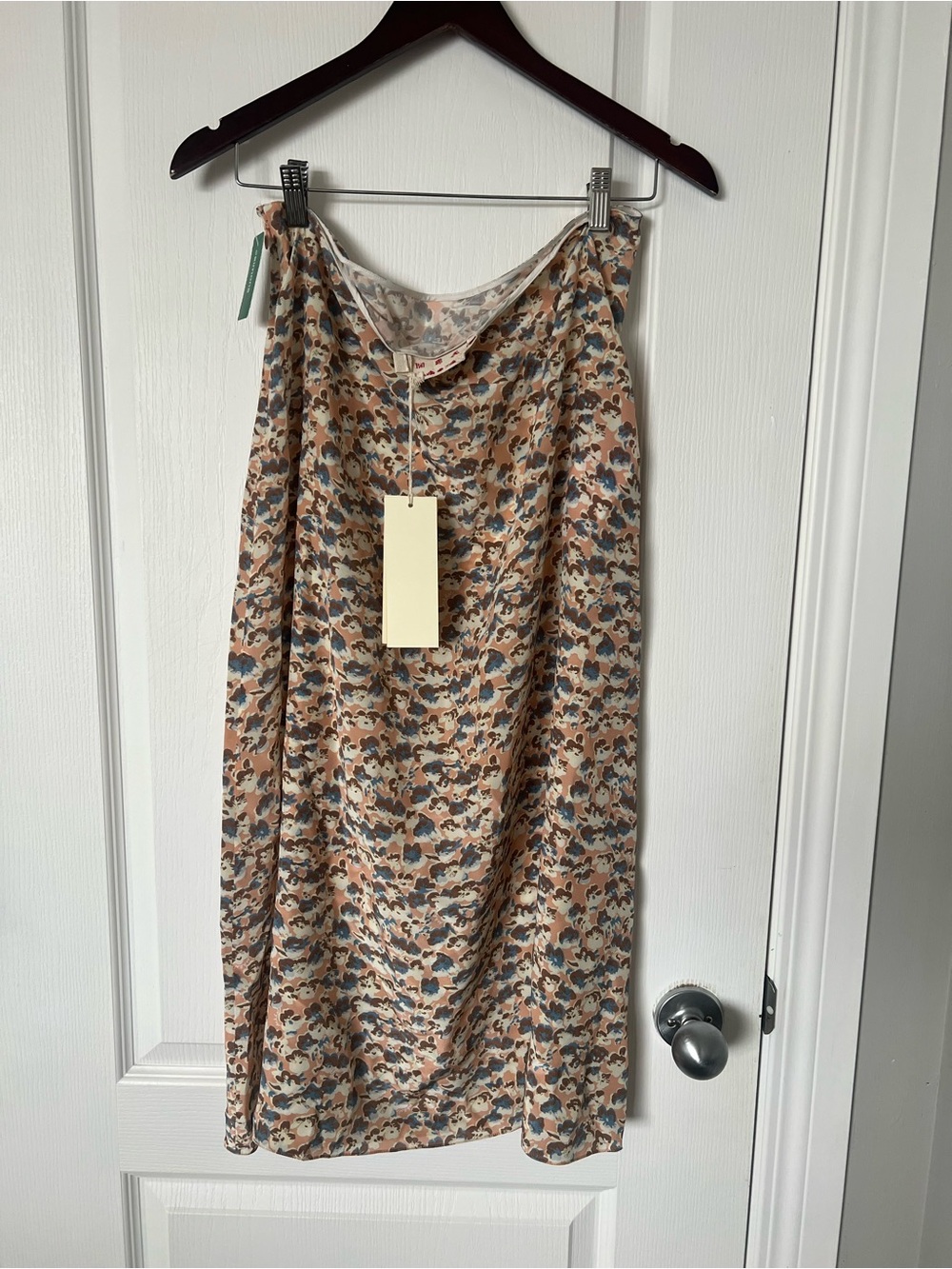 Marni Anemones Peach Floral Slip Skirt with Blue and Cream Flowers